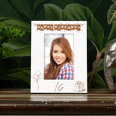 16th Birthday White Wooden Photo Frame Engraved Bunting Style Gift